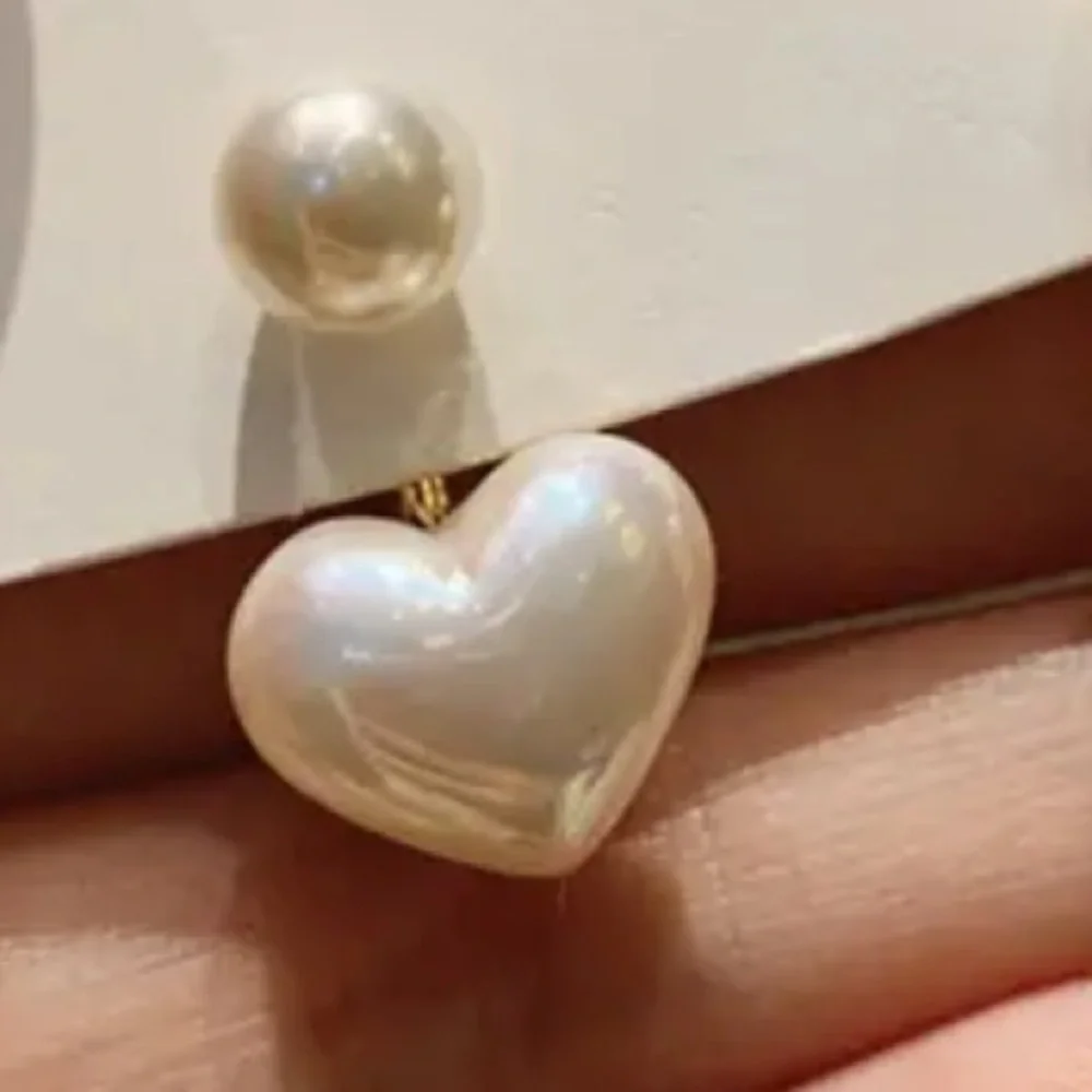 Faux Pearl Heart Earrings
